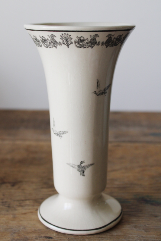 photo of china vase w/ black toile transferware print rooster garden, aux au Provence french country style #4