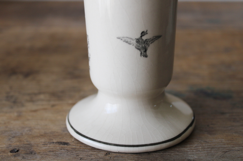 photo of china vase w/ black toile transferware print rooster garden, aux au Provence french country style #6