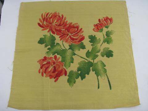 photo of chinese chrysanthemums, vintage cotton pillow top for tinted embroidery #1