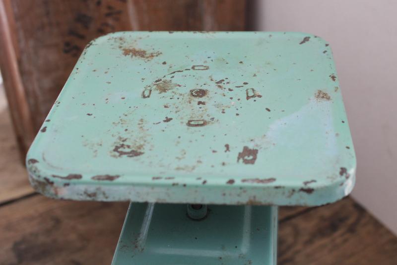 photo of chippy mint green paint vintage Way-Rite kitchen scale modern farmhouse decor #4