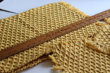 chunky hand woven cotton placemats, rustic country farmhouse table linens, mustard yellow gold