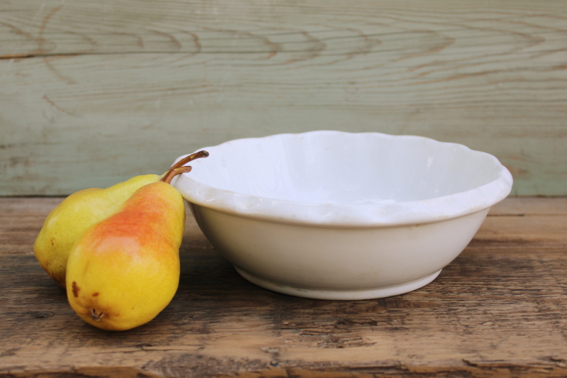 photo of chunky old white ironstone bowl with pie crust edge, vintage Johnson Bros Royal Ironstone China  #1