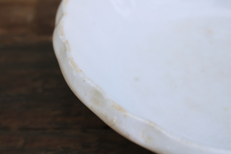 photo of chunky old white ironstone bowl with pie crust edge, vintage Johnson Bros Royal Ironstone China  #3