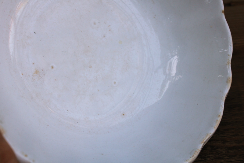 photo of chunky old white ironstone bowl with pie crust edge, vintage Johnson Bros Royal Ironstone China  #6