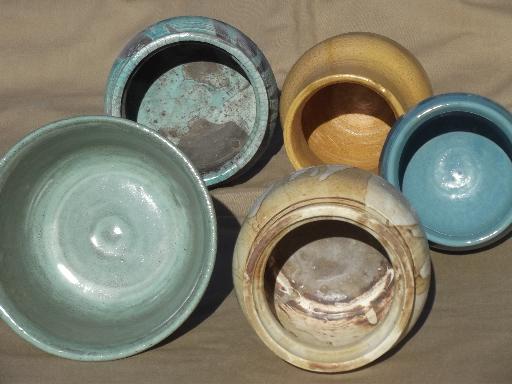 photo of chunky rustic hand thrown pottery planters & vases, studio art pottery #2