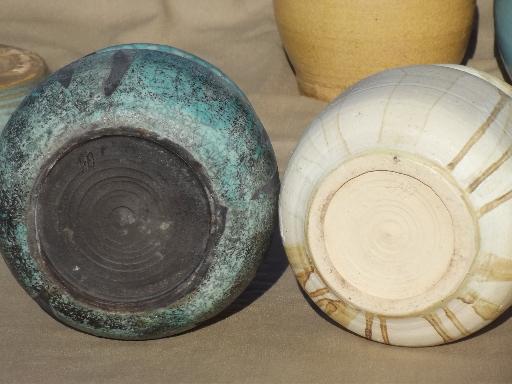 photo of chunky rustic hand thrown pottery planters & vases, studio art pottery #7