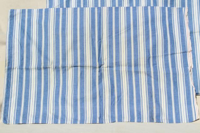 photo of circa 1900 blue striped cotton shirting pillowcases, antique vintage fabric #2