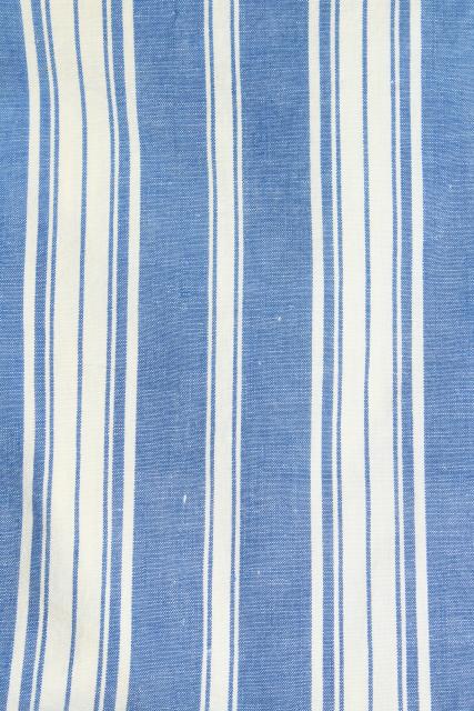 photo of circa 1900 blue striped cotton shirting pillowcases, antique vintage fabric #3