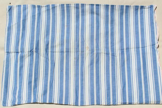 photo of circa 1900 blue striped cotton shirting pillowcases, antique vintage fabric #4