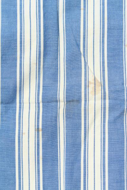 photo of circa 1900 blue striped cotton shirting pillowcases, antique vintage fabric #5