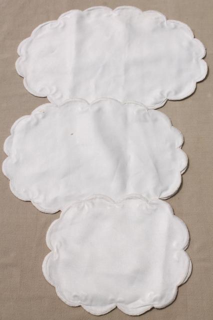 photo of circa 1900 vintage whitework embroidered hope chest linens, monogram cotton envelope bags #3