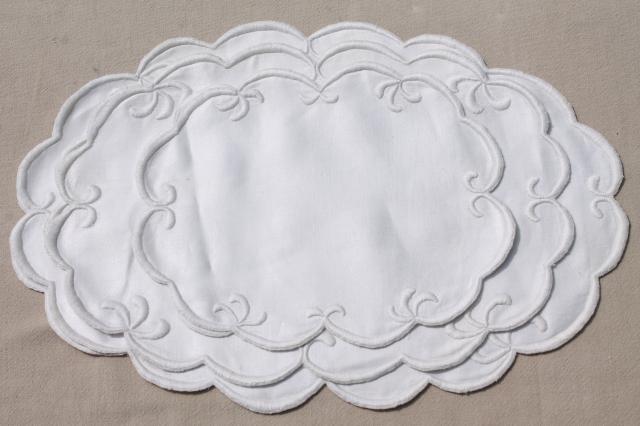 photo of circa 1900 vintage whitework embroidered hope chest linens, monogram cotton envelope bags #10