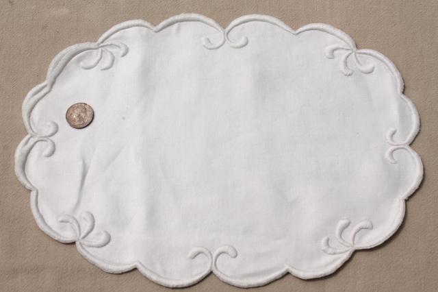 photo of circa 1900 vintage whitework embroidered hope chest linens, monogram cotton envelope bags #12