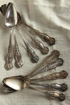 catalog photo of circa 1910 vintage silver fruit spoons, Wm Rogers orange blossom pattern