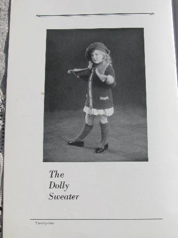 photo of circa 1916 wool yarn knitting and crochet pattern booklet, sweaters etc. #9