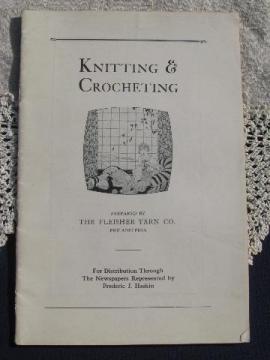 catalog photo of circa 1916 wool yarn knitting and crochet pattern booklet, sweaters etc.