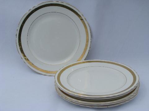 photo of classic gold band encrusted floral on white, old Pope-Gosser china plates #1