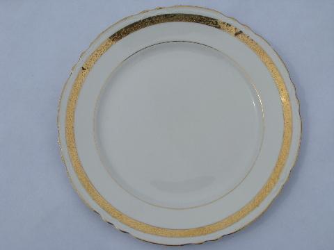 photo of classic gold band encrusted floral on white, old Pope-Gosser china plates #2