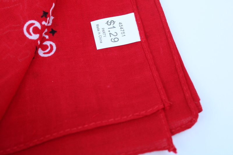 photo of classic red & white print cotton bandana handkerchiefs, new old stock #2