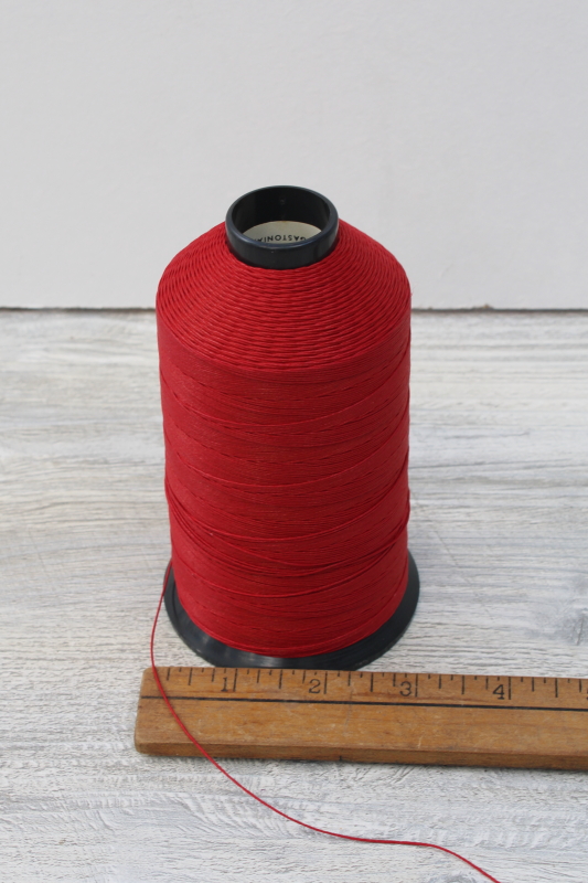 photo of classic red vintage cotton glace, cone spool heavy duty sewing thread polished finish like waxed cord #1