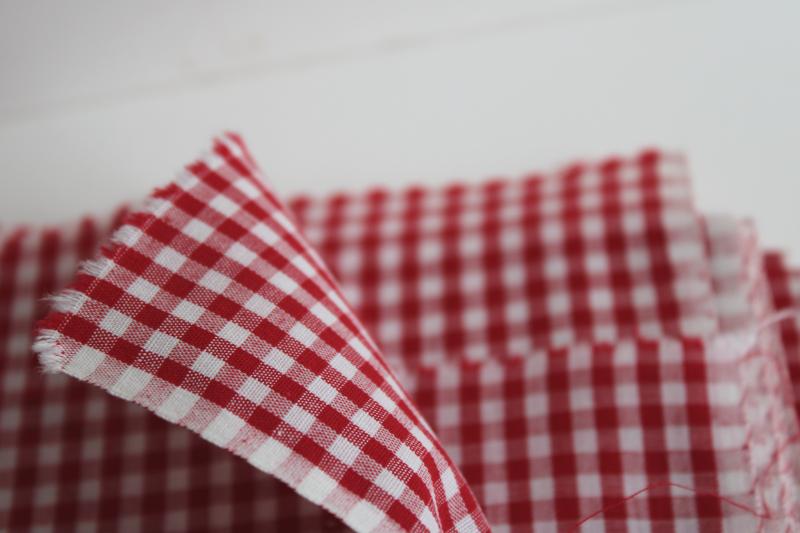 photo of classic red & white checked gingham fabric, vintage 36 wide cotton for quilting etc. #2