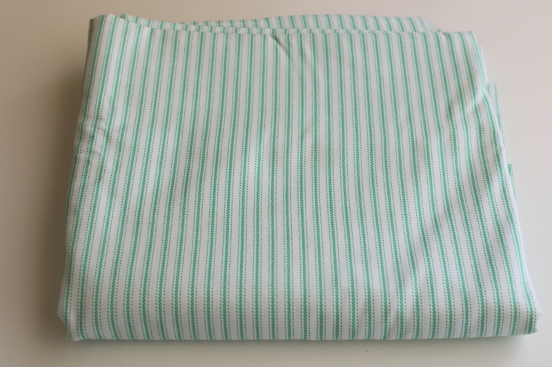 photo of classic striped print cotton ticking fabric, spearmint green stripe on white  #1