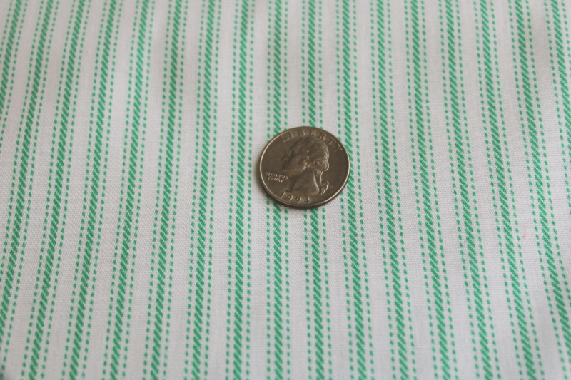 photo of classic striped print cotton ticking fabric, spearmint green stripe on white  #2