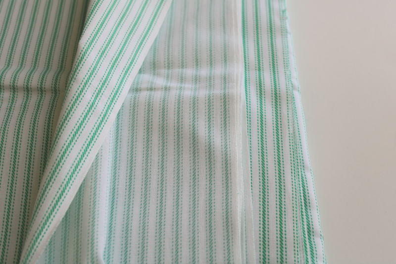 photo of classic striped print cotton ticking fabric, spearmint green stripe on white  #3