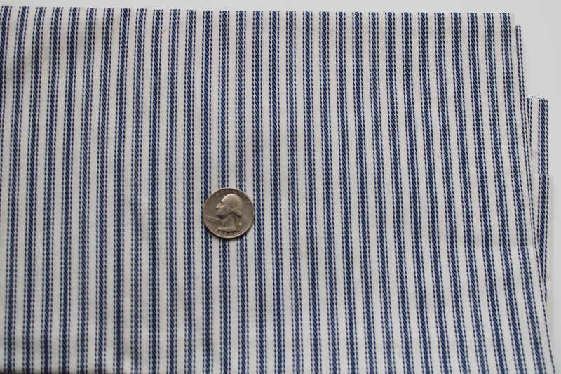 photo of classic ticking stripe print cotton, quilting weight fabric vintage blue & white  #1