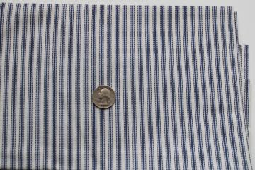 catalog photo of classic ticking stripe print cotton, quilting weight fabric vintage blue & white 