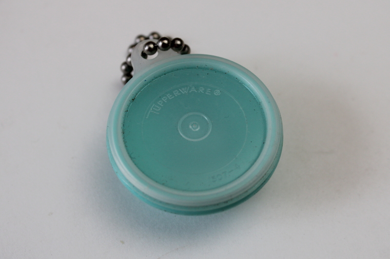 photo of classic vintage Tupperware bowl charm or key chain, miniature green bowl w/ real working snap on lid #2