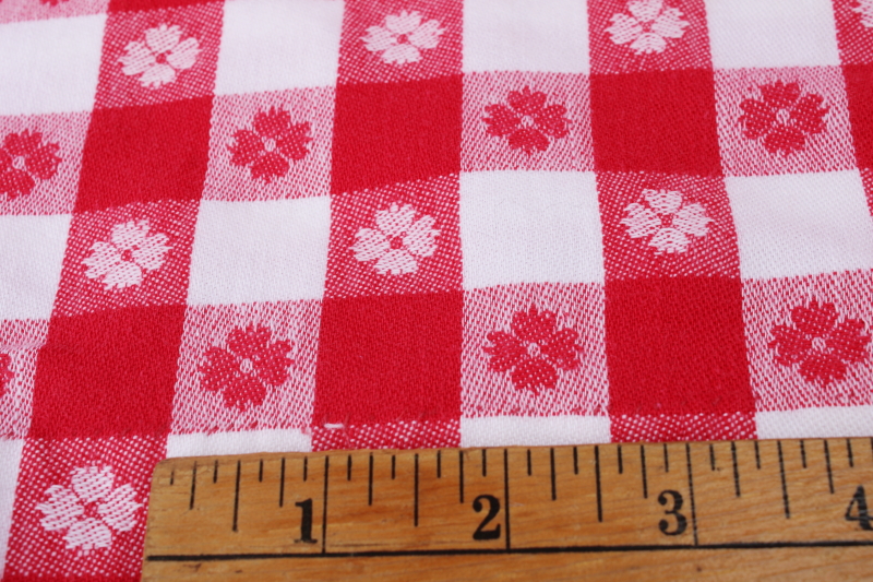 photo of classic vintage red & white checkered tablecloth, woven checked cotton fabric #6