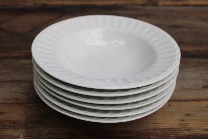 photo of classic white ironstone china soup bowls fluted border Martha Stewart Everyday MSE set of 6  #8