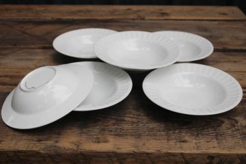 catalog photo of classic white ironstone china soup bowls fluted border Martha Stewart Everyday MSE set of 6 