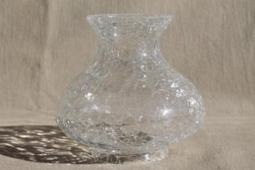 catalog photo of clear crackle glass lamp shade, new old stock vintage replacement glass light shade