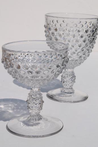 photo of clear glass hobnail champagne & wine or water glasses, Fenton or Imperial glass? #1