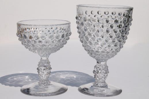 photo of clear glass hobnail champagne & wine or water glasses, Fenton or Imperial glass? #2