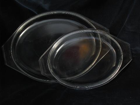 photo of clear glass vintage Pyrex lids lot, replacement covers for oval casseroles #1