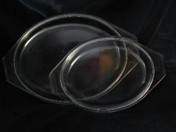 catalog photo of clear glass vintage Pyrex lids lot, replacement covers for oval casseroles