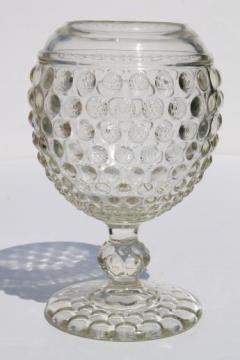 catalog photo of clear hobnail glass ivy ball, vintage Imperial glass flower vase