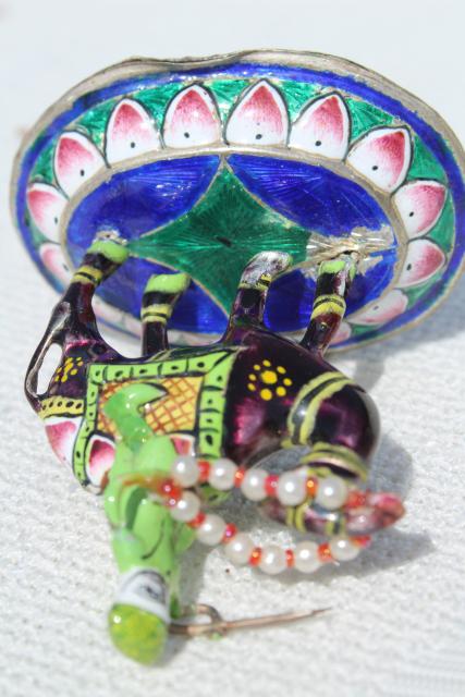 photo of cloisonne enamel metal miniatures soldiers, warriors on camels, silk road travel souvenirs #2