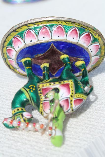 photo of cloisonne enamel metal miniatures soldiers, warriors on camels, silk road travel souvenirs #3