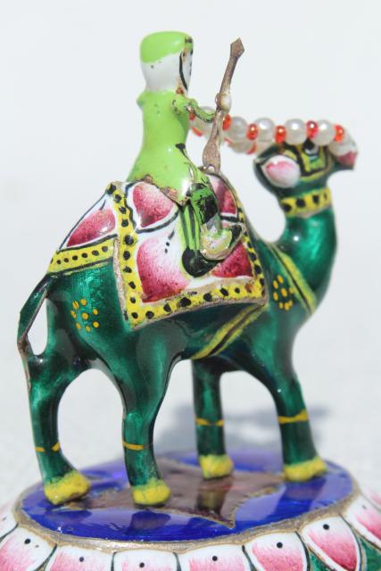 photo of cloisonne enamel metal miniatures soldiers, warriors on camels, silk road travel souvenirs #5