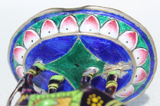 photo of cloisonne enamel metal miniatures soldiers, warriors on camels, silk road travel souvenirs #7