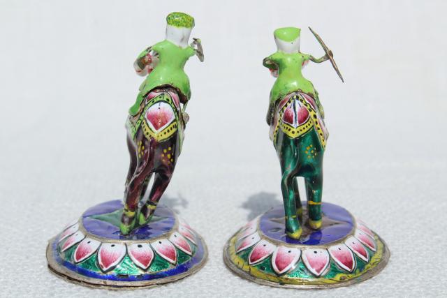 photo of cloisonne enamel metal miniatures soldiers, warriors on camels, silk road travel souvenirs #15