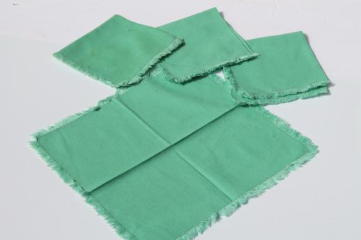 photo of cloth napkins in shades of blue & green, large lot fabric napkin sets vintage & newer #4