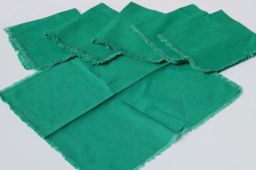 photo of cloth napkins in shades of blue & green, large lot fabric napkin sets vintage & newer #8