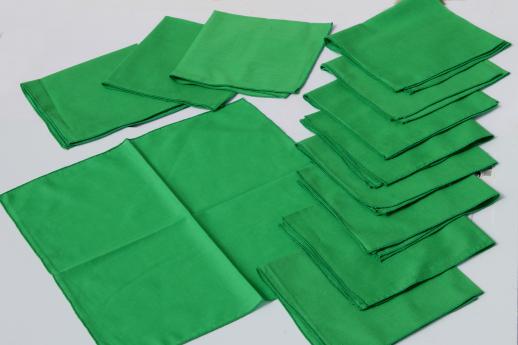 photo of cloth napkins in shades of blue & green, large lot fabric napkin sets vintage & newer #10