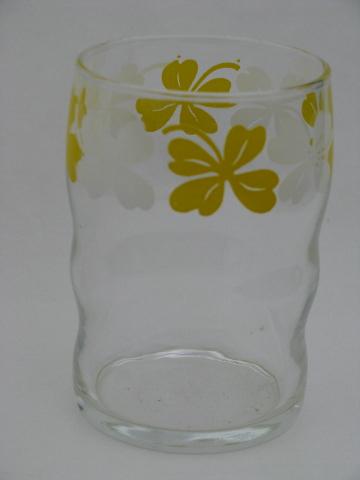 photo of clover in yellow and white, 10 vintage kitchen glass glasses #2
