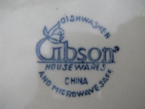 photo of cobalt blue sponge border, newer Gibson pottery spongeware #3